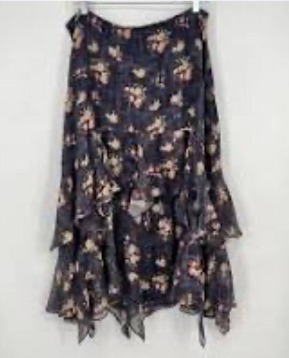 Quality Peruvian Connection Jardin floral silk skirt  Boho Cottagecore Sz 10